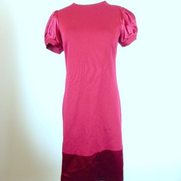 BEBE short sleeve silk DRESS cranberry red S - Picture 1 of 7